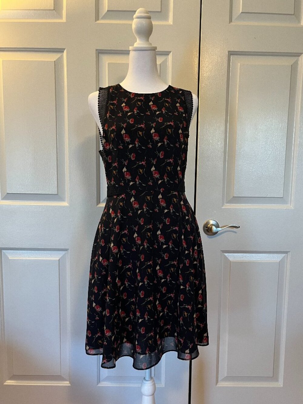 Reiss black dress with red flowers